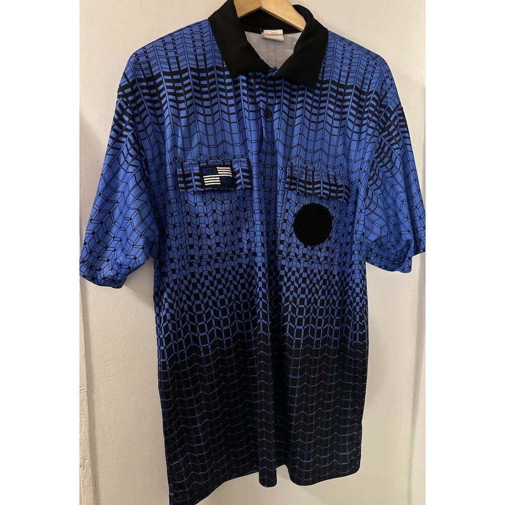 Official Sports International Nisoa Soccer Referee shirt Blue Men's SZ L  jersey